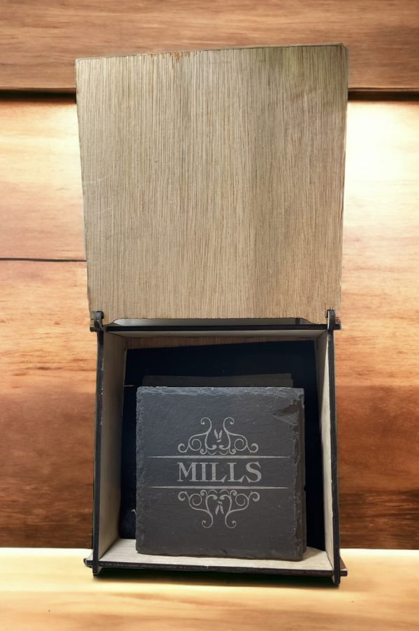 Personalised Slate Coaster x 4 Set - (personalised gift box included)