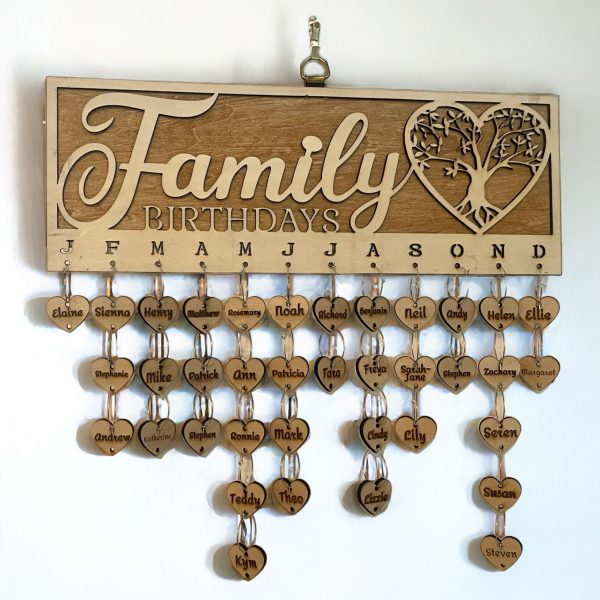 Family Birthday Reminder Wall Hanging 34.5 cms x 12.5 cms