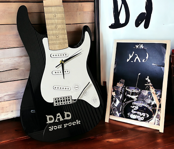 Personalised Acrylic Guitar Clock - WOW! 45 cms x 33 cms