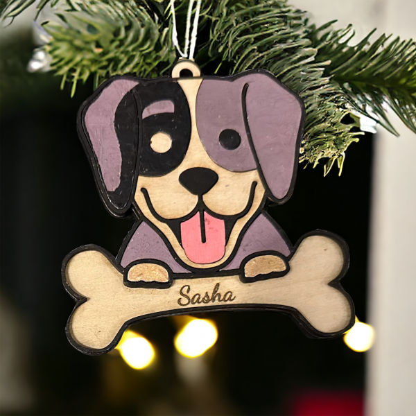 Personalised Hanging Doggy Ornament 9 cms x 10cms