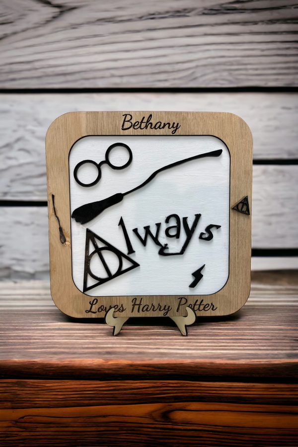 Personalised Harry Potter Style Plaque - (stand included) - 26 cms x 26 cm