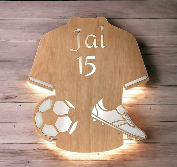 Personalised Acrylic or Wood Football Shirt with lighting